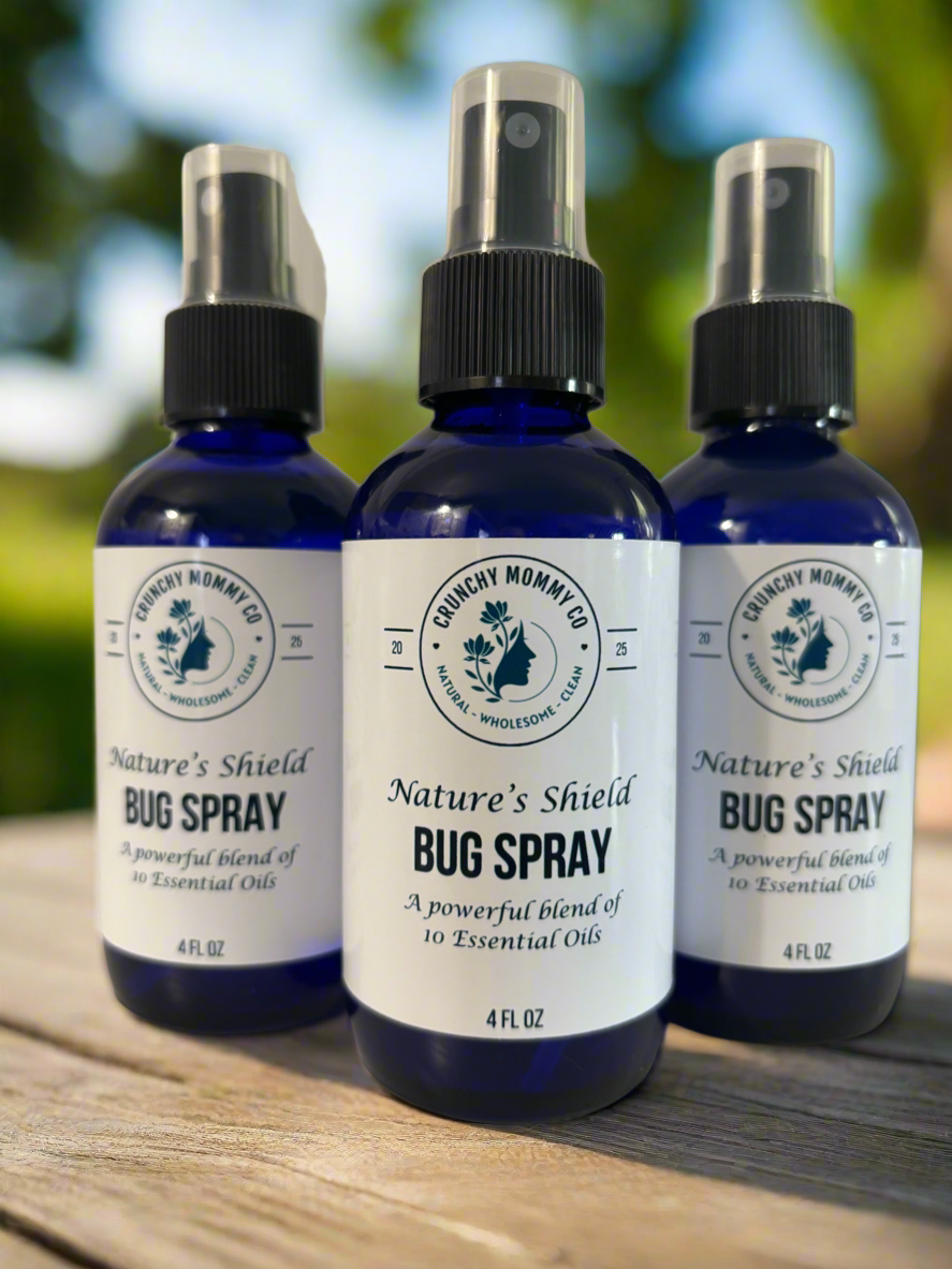 4oz bottle of all natural bug spray that is a powerful blend of 10 effective essential oils for maximum protection against bugs